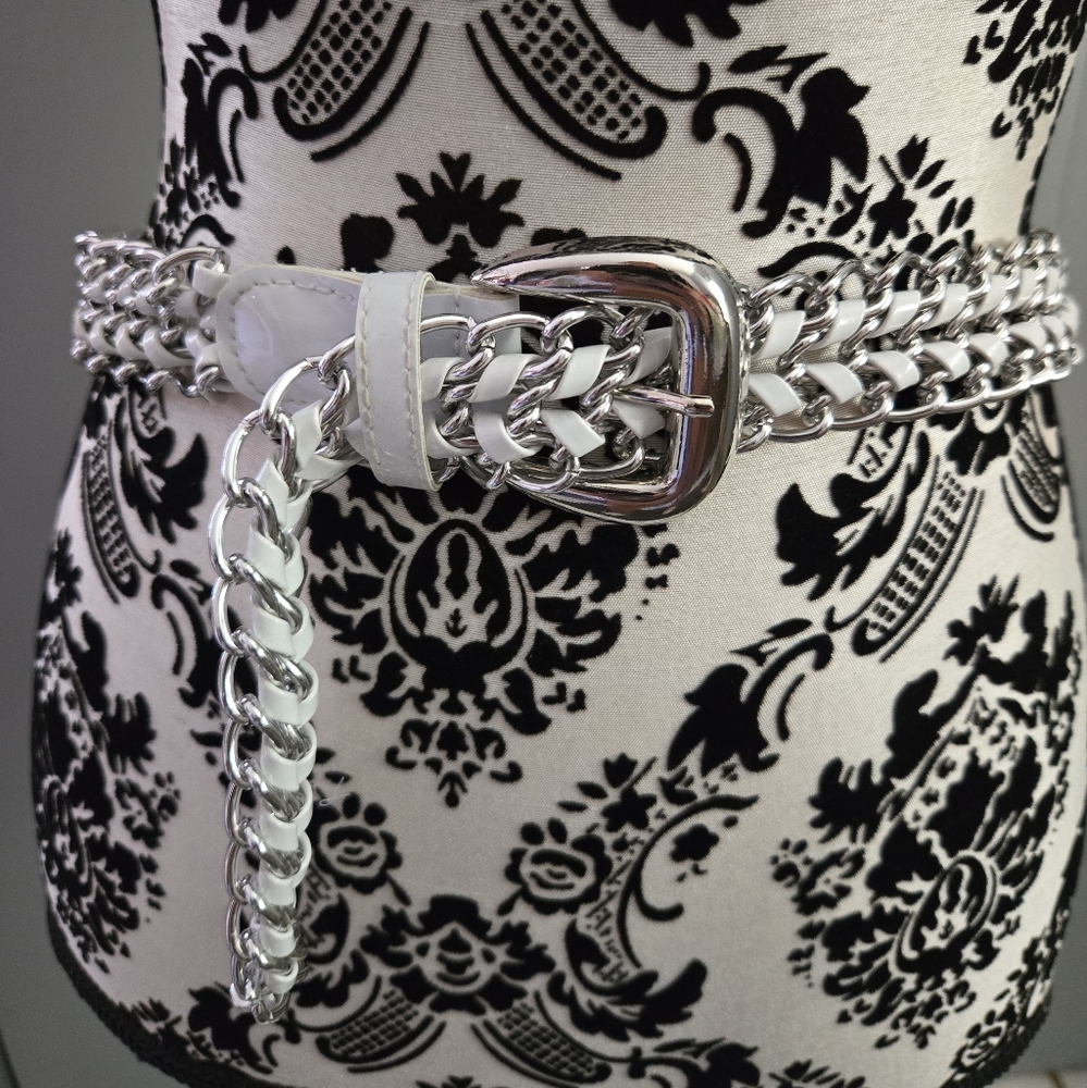 Vegan Leather and Metal Braided Belt